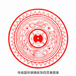 传统圆形铜镜纹饰四灵兽图案