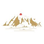 中国风山纹水纹祥云纹渔夫图案