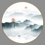 圆形山水画