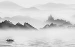 背景墙灰色山水 TIF分层画 