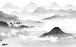 新款灰色山水 TIF分层画 