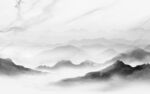 人气灰色山水 TIF分层画 