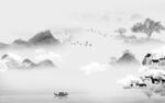 客厅灰色山水背景 TIF分层
