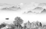 最新灰色山水背景 TIF分层