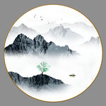 圆形山水画