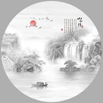 圆形山水画
