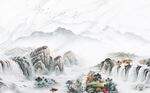 高山流水电视背景墙