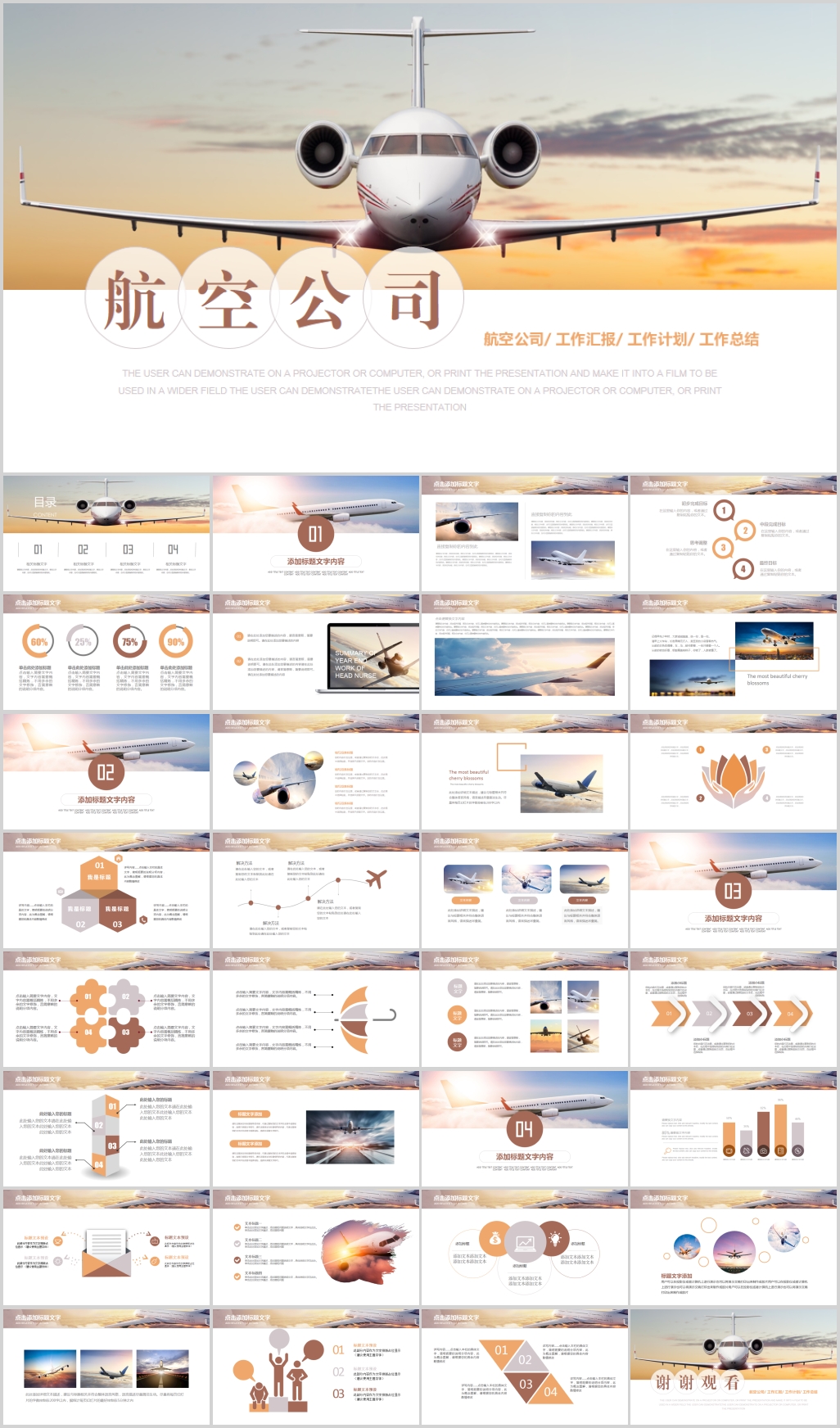 飞机民航局航空公司PPT模板