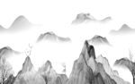 爆款客厅灰色山水 TIF分层