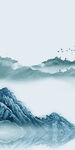 蓝色 玄关画山水 TIF分层图