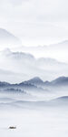 蓝色玄关山水 TIF 分层画