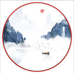 水墨山水装饰画壁画