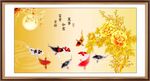 牡丹鲤鱼图