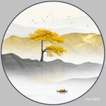 迎客松山水画