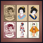 矢量手绘日本传统人物