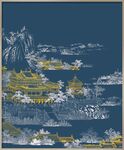 楼阁山水线稿肌理装饰画
