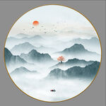 圆形山水画