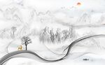 现代 中式灰色山水
