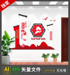红色物业党建引领文化墙设计稿