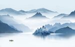 蓝色客厅山水图 TIF分层画