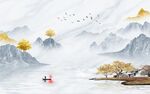 新中式山水背景墙