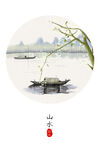 淡雅玉兰花水墨玄关装饰画