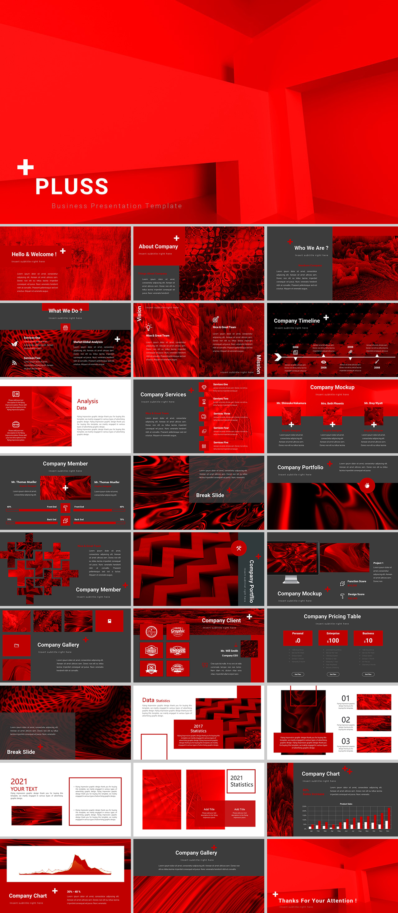 欧美红色商务PPT