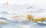 新中式山水背景墙