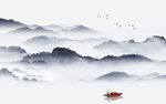 中式客厅山水画 tif分层图