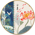 荷花国潮水墨民宿装饰画