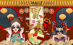 国潮冒菜美女工装背景墙