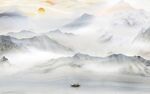 新中式山水壁画背景墙