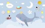 卡通海洋儿童房背景墙图片