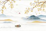 银杏金箔山水背景墙
