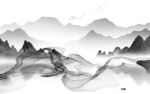 中式 最新灰色山水 tif分层