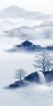 蓝色 玄关大气山水 TIF分层