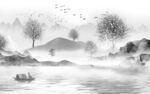 大气 灰色山水图 TIF分层画