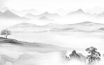 高档客厅灰色山水 tif分层