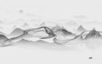 线条灰色新山水画 tif分层