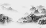 新中式客厅灰色山水 tif分层