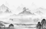 最新灰色画山水图 tif分层