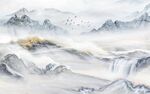 新中式山水背景墙