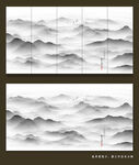 抽象水墨山水画