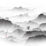 方形山水画