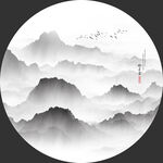 意境圆形山水画