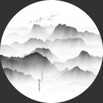 意境圆形山水画