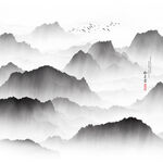 方形山水画
