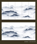 蓝色山水画画