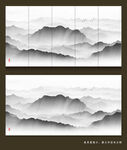 新中式水墨抽象山水画