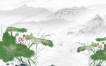 荷花新中式背景墙